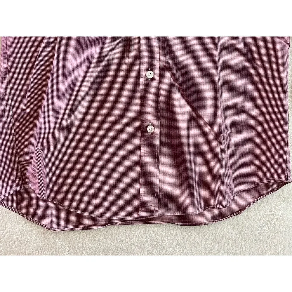 J Crew Shirt Mens Medium Burgundy Check Slim Fit Flex Button Down EUC
